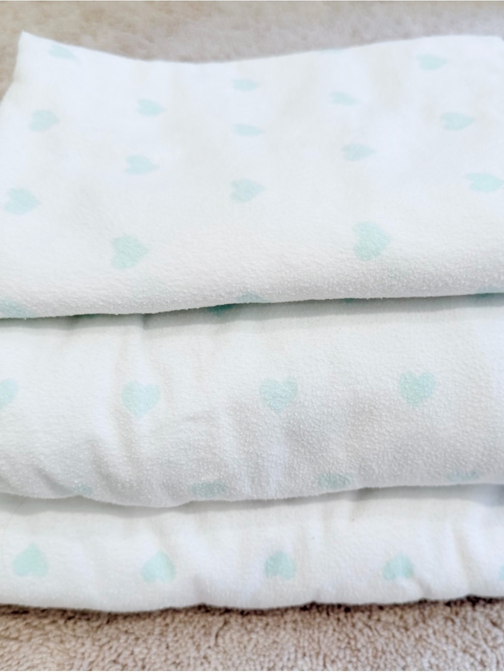 Pottery Barn Kids Flannel Aqua Teal Heart Twin Sheet Set & Pillowcase
